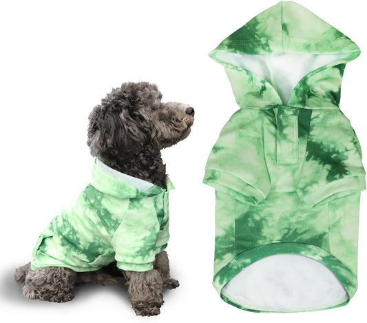 Adorable Green Tie Dye Dog Hoodie Soft and Breathable Dog Hoodie for Small Medium Dog Puppy Clothes Dog Sweater with Pocket Pet Sweatshirt for Christmas